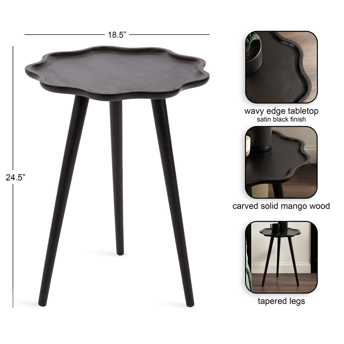 r Scallop Wood Side Table