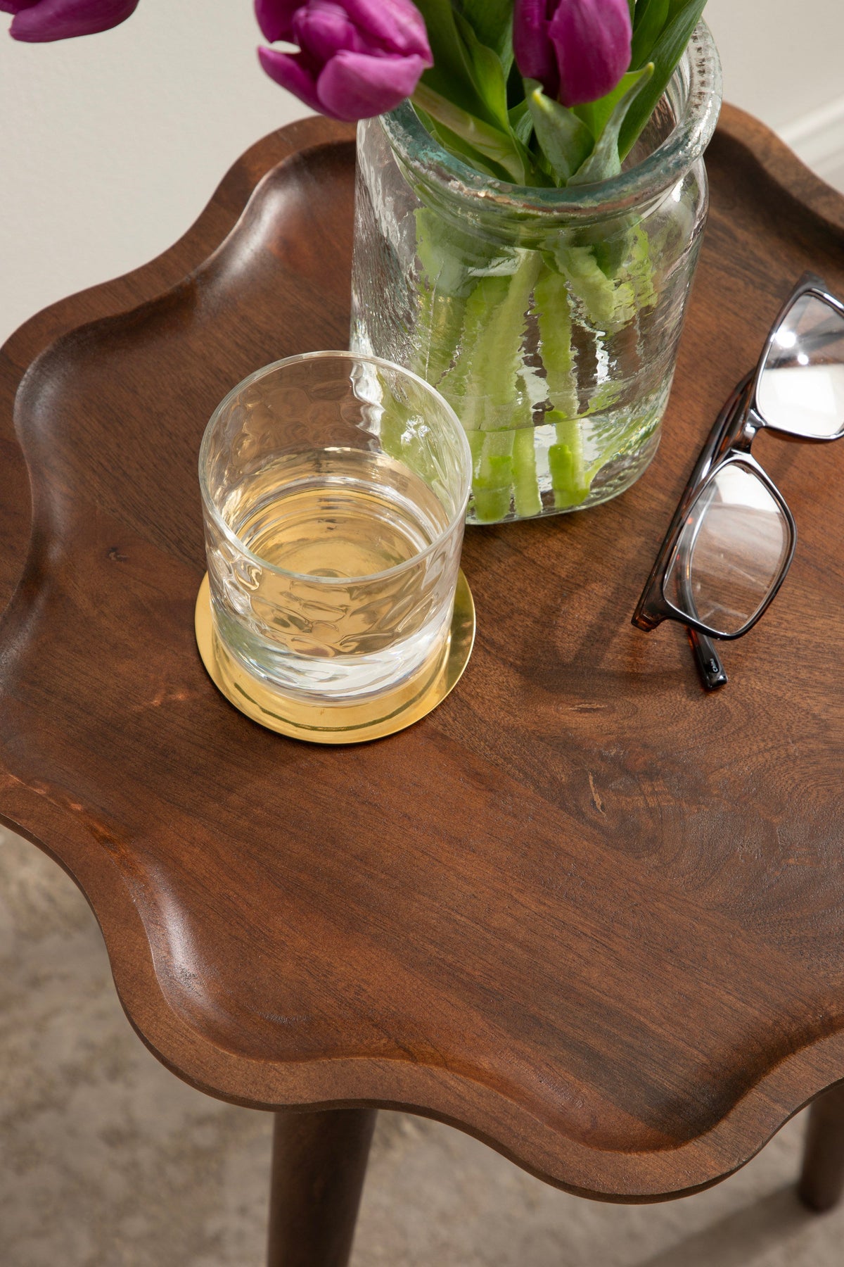 r Scallop Wood Side Table