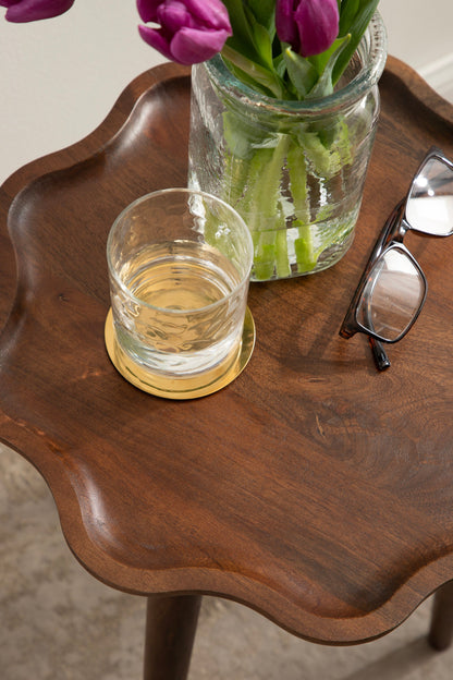 r Scallop Wood Side Table