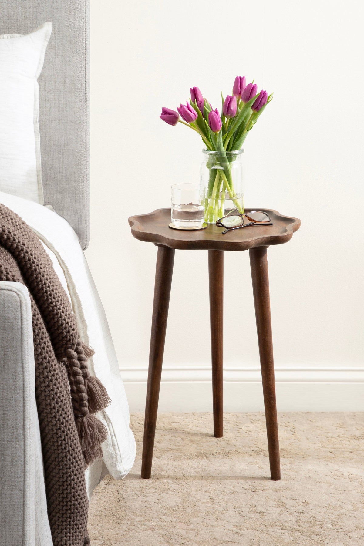 r Scallop Wood Side Table