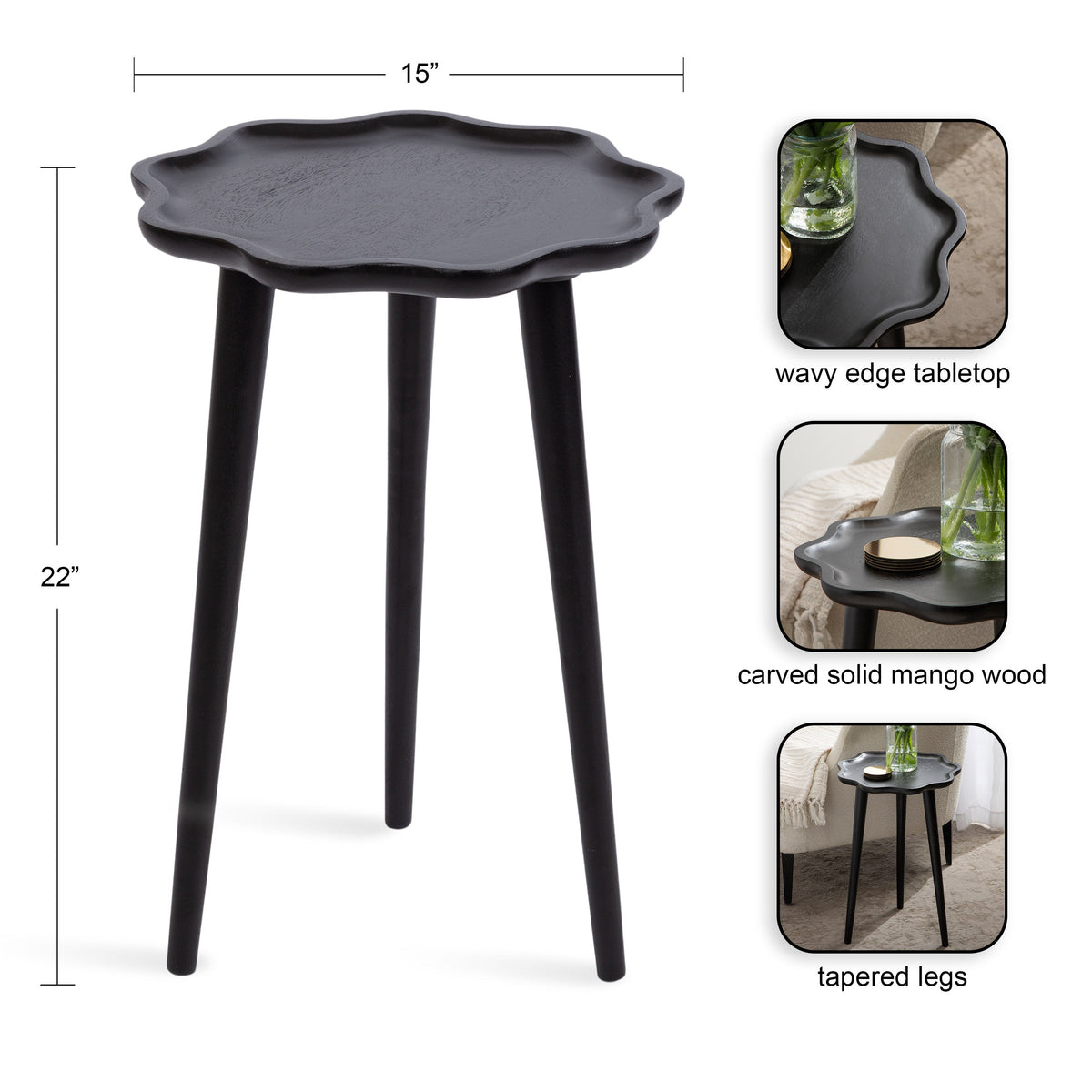 r Scallop Wood Side Table