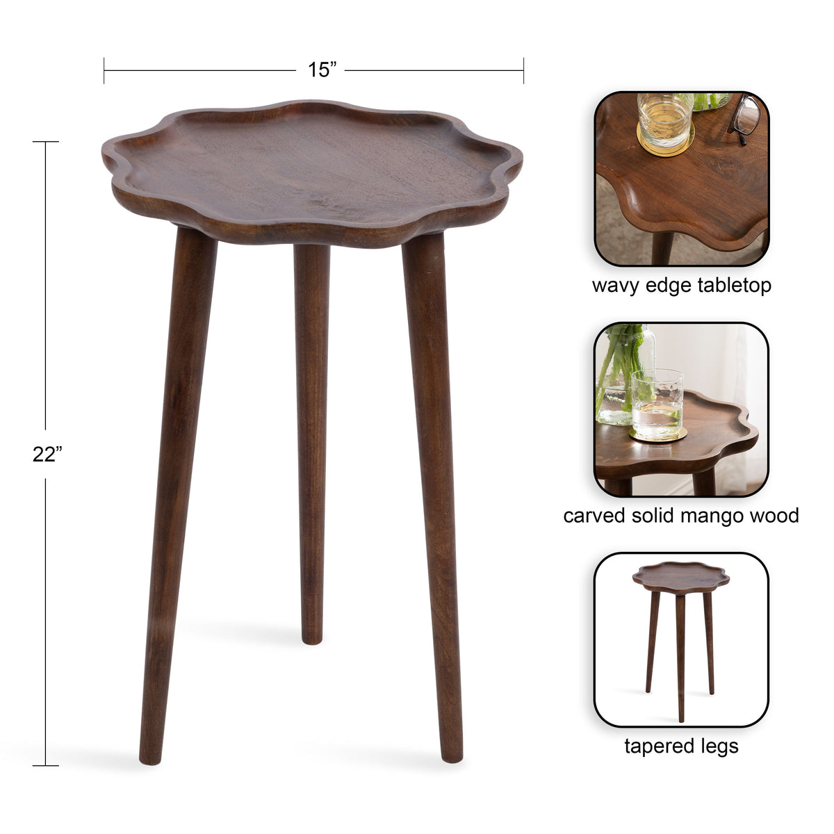 r Scallop Wood Side Table