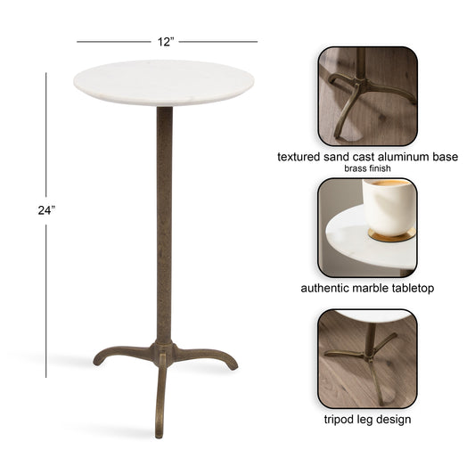 Marble and Metal Round Side Table