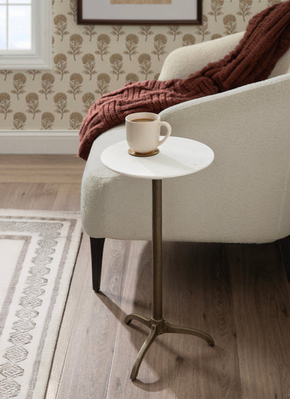 Marble and Metal Round Side Table