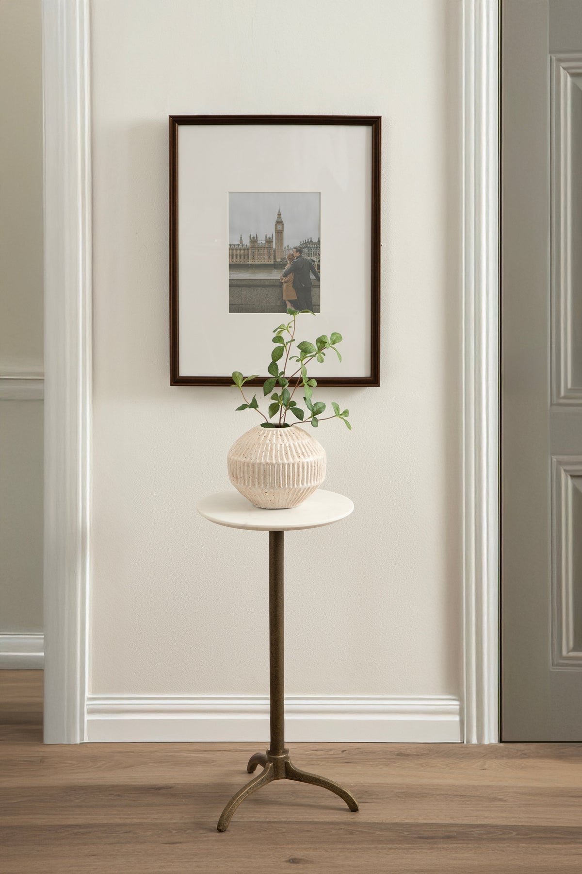 Marble and Metal Round Side Table
