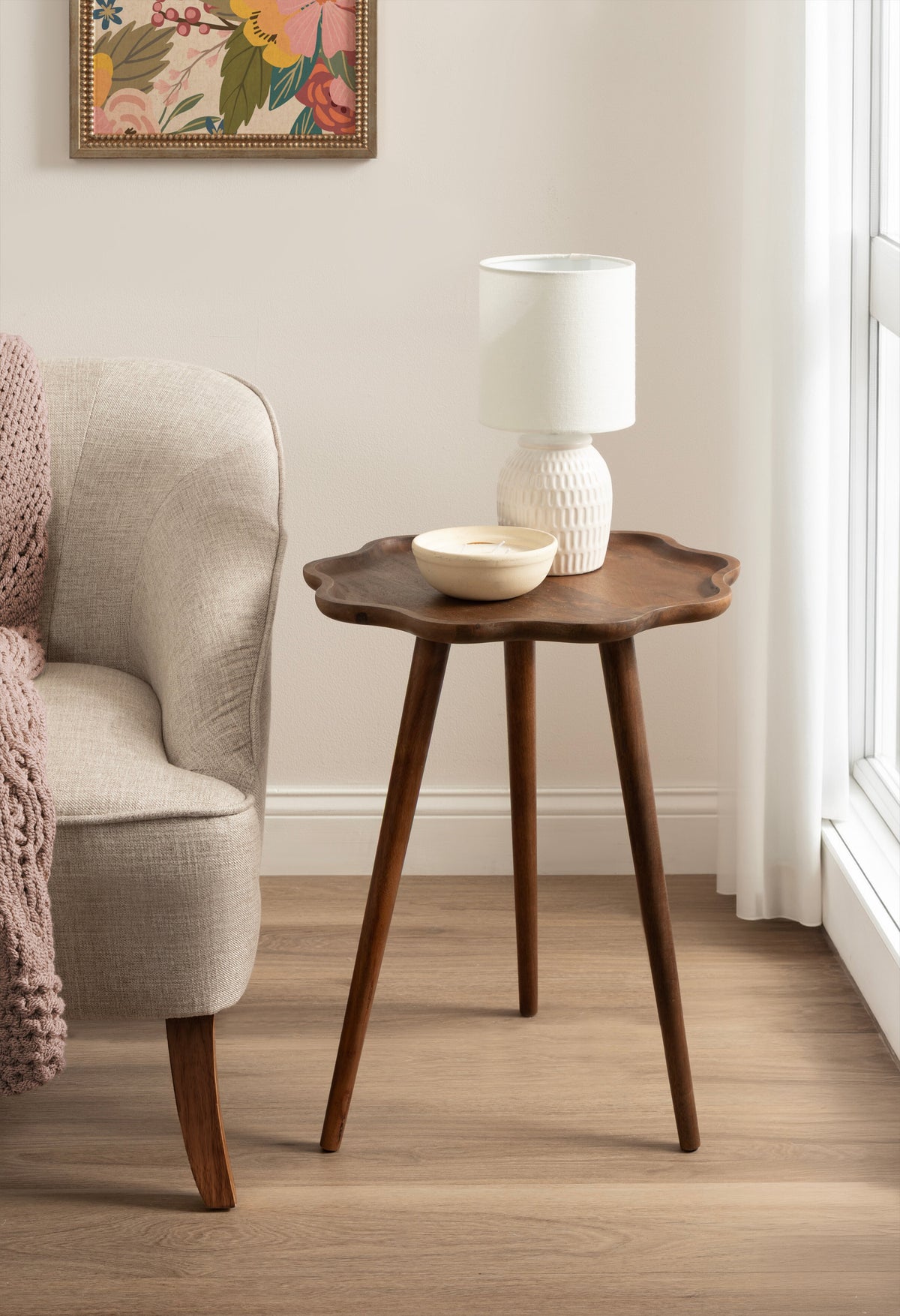 r Scallop Wood Side Table